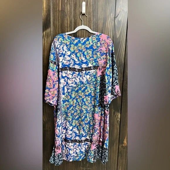 Hayden Duster Topper Womens Medium Multicolor Boho Floral Button Up Shrug Top-XL - Picture 7 of 11